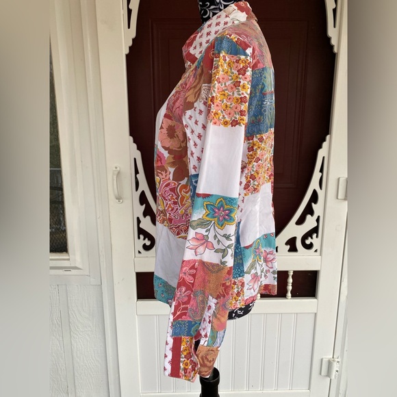 Kim Rogers Women’s Button Up Patchwork Paisley Design Top Size Medium - Picture 11 of 16